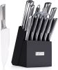 Kitchen Knife Set;  LapEasy 15 Piece Knife Sets with Block Chef Knife Stainless Steel Hollow Handle Cutlery with Manual Sharpener