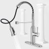 Kitchen Faucet - Spring Kitchen Sink Faucet with 3 Modes Pull Down Sprayer; Single Handle&Deck Plate for 1or3 Holes; 360Â¬âˆž Rotation; Spot Resist Stain