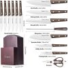 Kitchen Knife Sets; Cookit 15 Piece Knife Sets with Block for Kitchen Chef Knife Stainless Steel Knives Set Serrated Steak Knives with Manual Sharpene