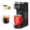 Single Serve Coffee Maker;  12oz Quick Brew Technology ;  Built-In Lift Adjustable Drip Tray for Travel mug Compatible With Pods & filter