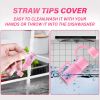 4Pcs Cartoon Silicone Straw Stopper Cap Fit With Stanley Cup Tools Drinking Dust Cap Splash Proof Plugs It Glass Cup Decoration