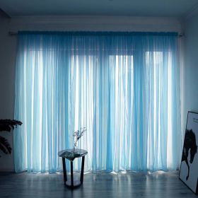 Simple And Modern Balcony Solid Color Gauze Curtain (Option: Sky Blue-3x2.7Hook)