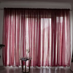 Simple And Modern Balcony Solid Color Gauze Curtain (Option: Wine Red-1.5x2.7Hook)