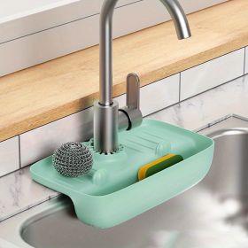 1pc; Sink Splash Guard; Drain Storage Rack; Rack Holder For Scourers Scrubber Sponge Dishcloth; Kitchen Supplies (Color: Blue)