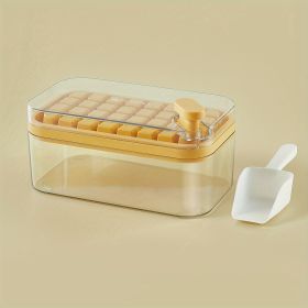 1pc Large Size 32/64 Slots Ice Mold Ice Tray Tray With Lid Ice Delivery Shovel; Creative 2-in-1 Ice Tray Mold And Storage Box One-click For Ice Extrac (Quantity: 32 Cells, Color: Orange)