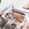 1pc Retractable Fruits And Vegetables Drain Basket; Extendable Over The Sink; Adjustable Strainer; Sink Washing Basket For Kitchen