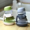 1pc Soap Dispensing Palm Brush With Holder; Soap Dispenser Scrub Brush; With Holder Storage Stand Set; Green; Grey